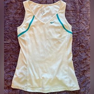 Nike Logo White Teal Dri-Fit Tank